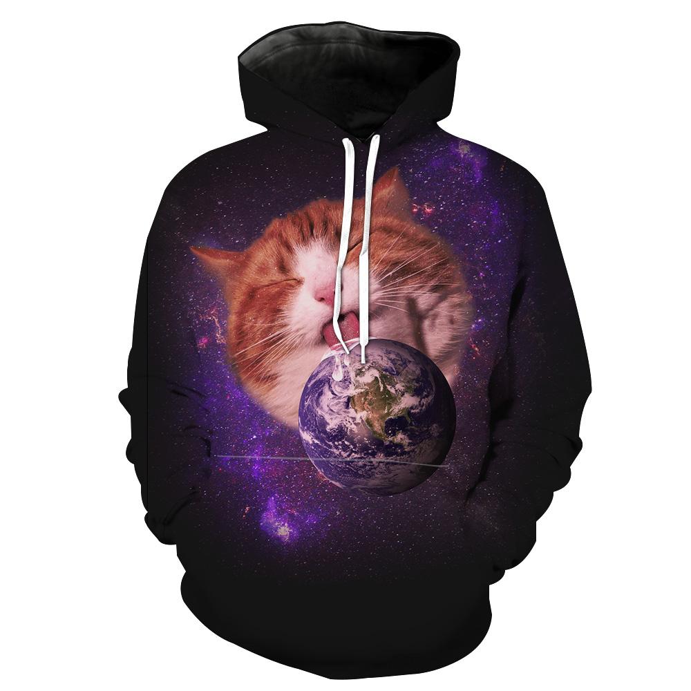 Space Earth Cat Epic Galaxy Cat Hoodie 3D