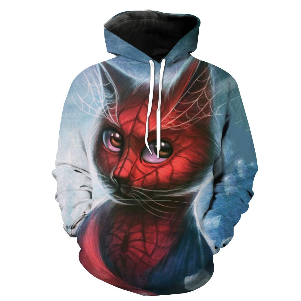 Spiderman Style Cat Superhero Cat Hoodie 3D 3 Spiderman Style Cat Superhero Cat Hoodie 3D