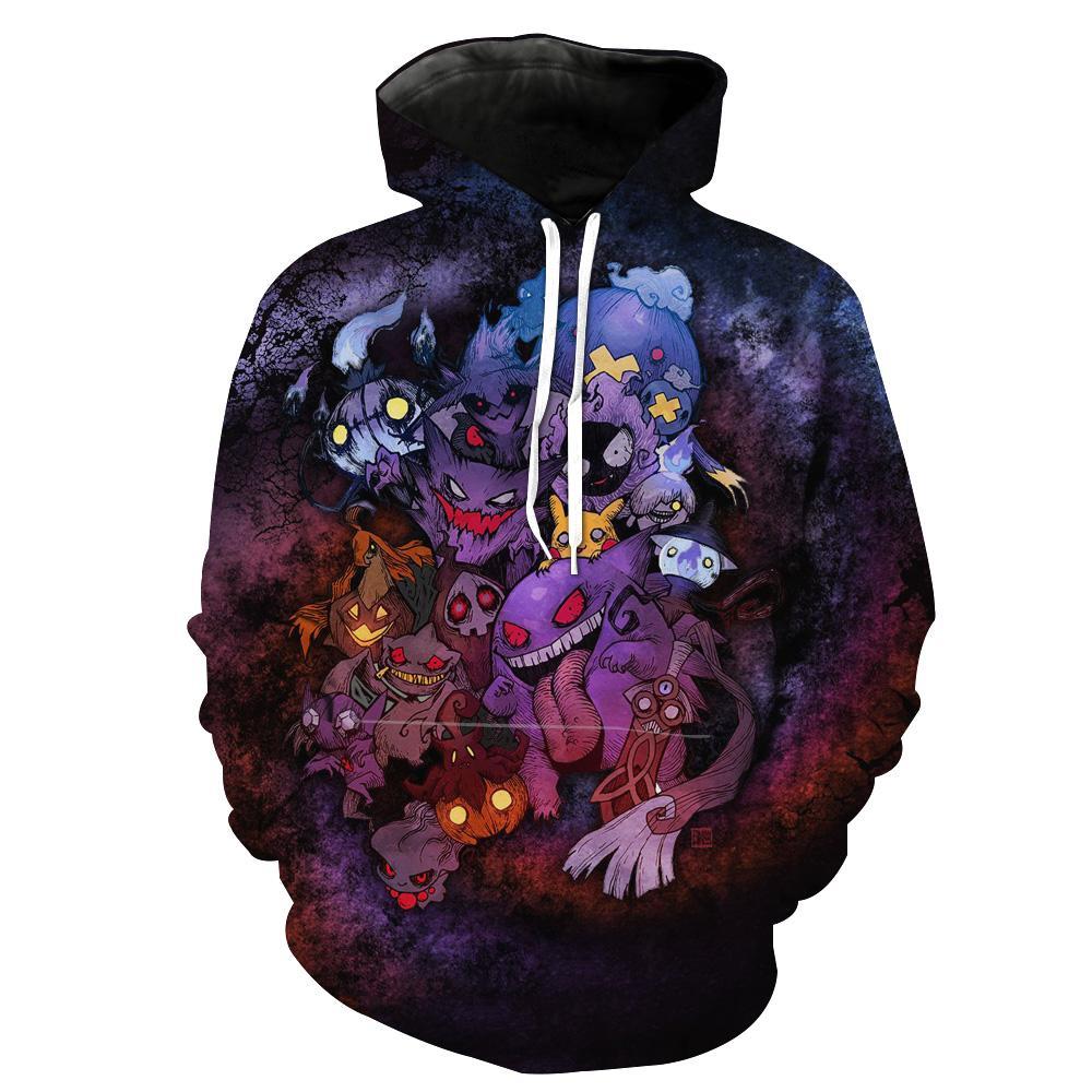 Spooky Pokemon Ghastly Gengar Pokemon Hoodie 3D