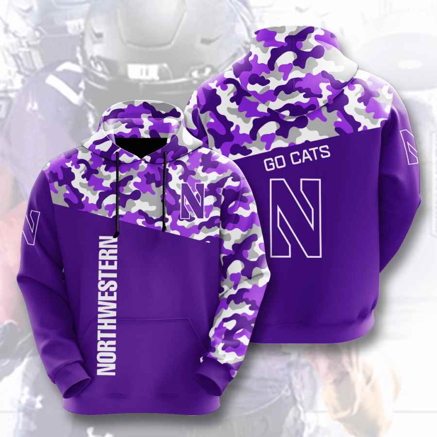 Sports American Football Ncaaf Northwestern Wildcats Usa Hoodie 3D