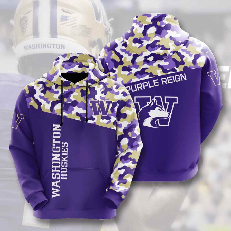 Sports American Football Ncaaf Washington Huskies Usa Hoodie 3D
