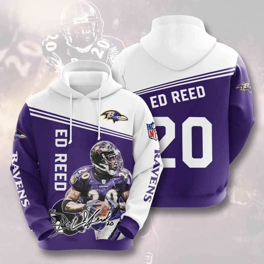 Sports American Football Nfl Baltimore Ravens Ed Reed Usa Hoodie 3D