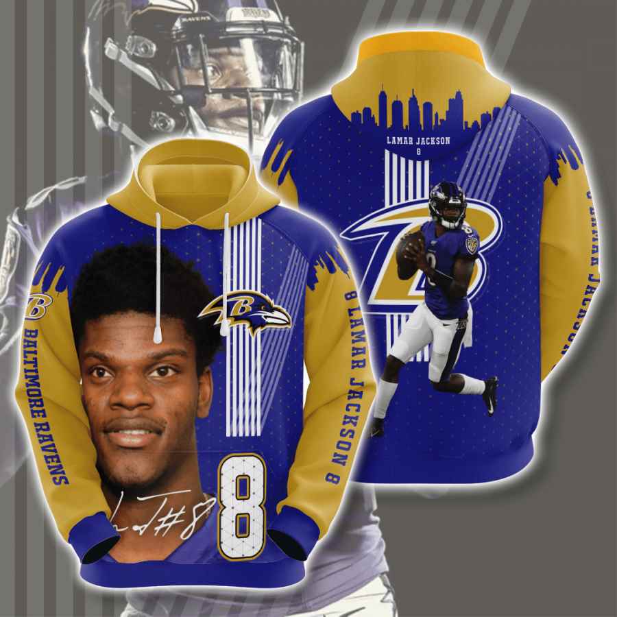 Sports American Football Nfl Baltimore Ravens Lamar Jackson Usa Hoodie 3D