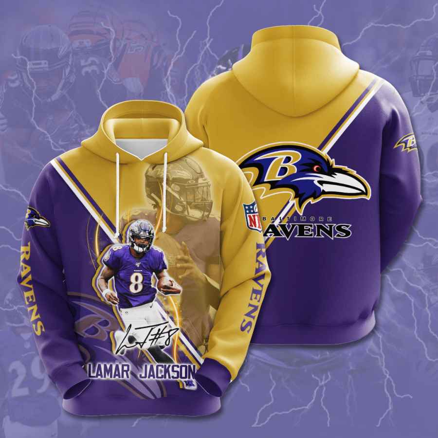 Sports American Football Nfl Baltimore Ravens Lamar Jackson Usa Hoodie 3D