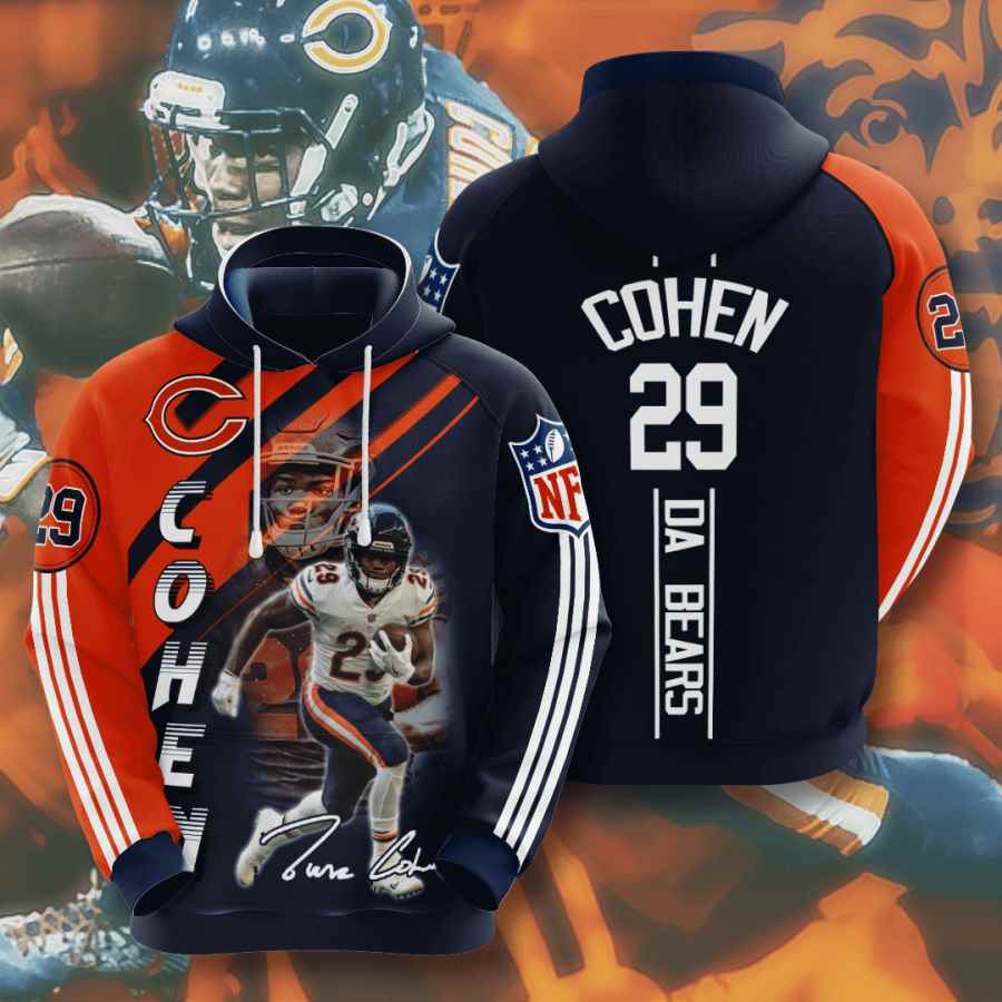 Sports American Football Nfl Chicago Bears Tarik Cohen Usa Hoodie 3D
