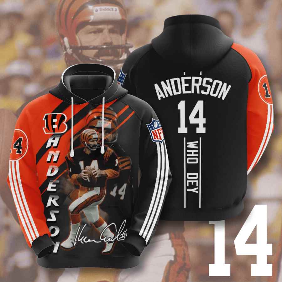 Sports American Football Nfl Cincinnati Bengals Ken Anderson Usa Hoodie 3D