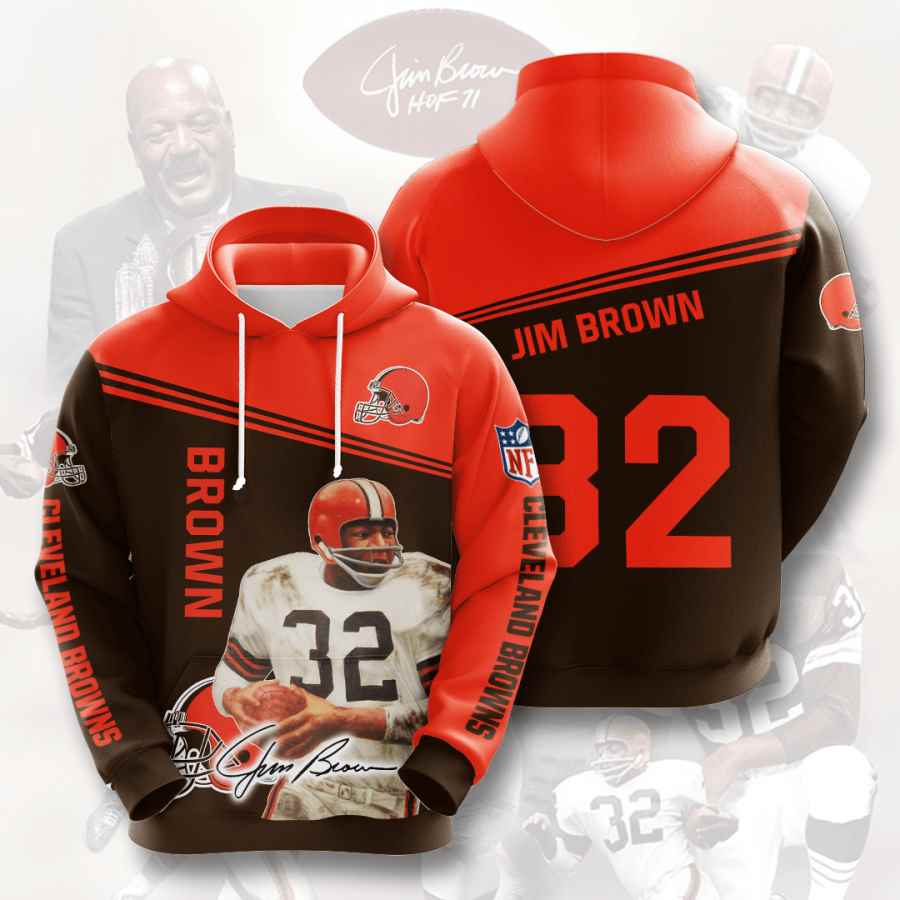 Sports American Football Nfl Cleveland Browns Jim Brown Usa Hoodie 3D
