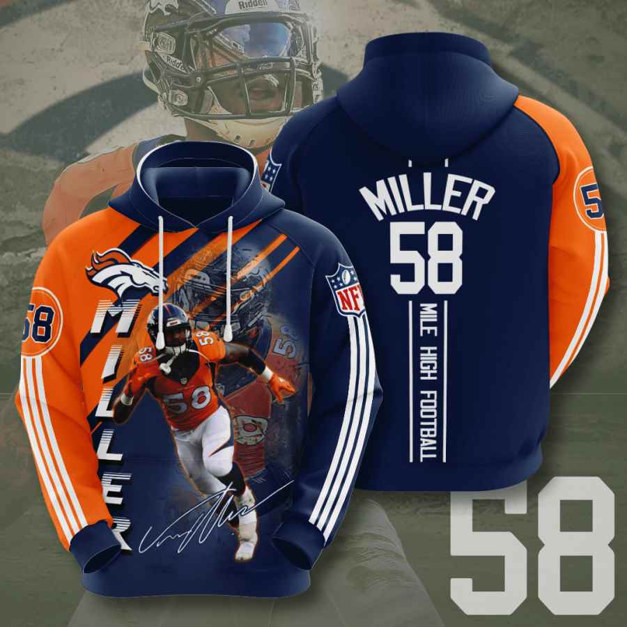 Sports American Football Nfl Denver Broncos Von Miller Usa Hoodie 3D