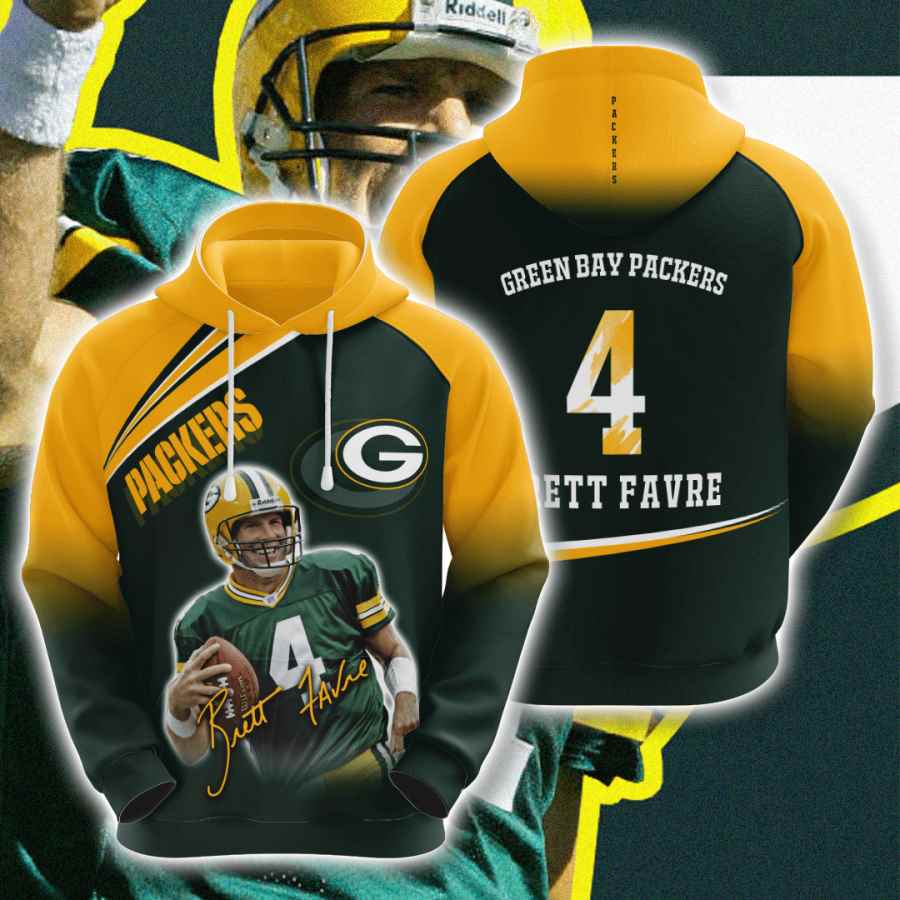 Sports American Football Nfl Green Bay Packers Brett Favre Usa Hoodie 3D