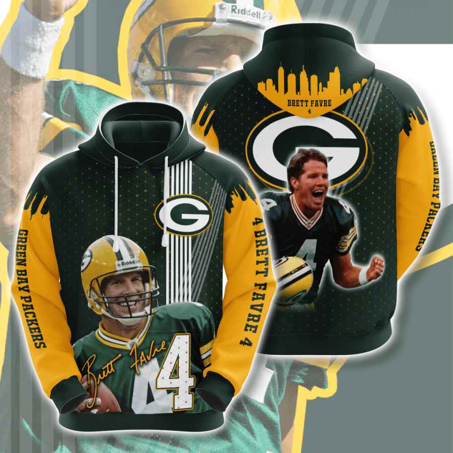 Sports American Football Nfl Green Bay Packers Brett Favre Usa Hoodie 3D