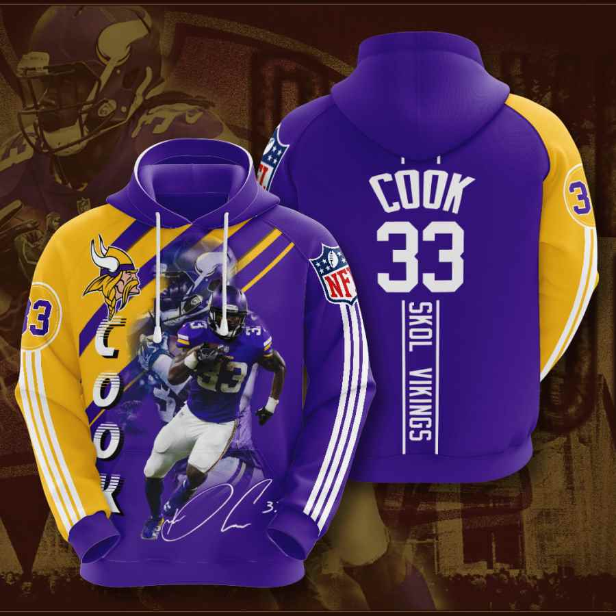 Sports American Football Nfl Minnesota Vikings Dalvin Cook Usa Hoodie 3D