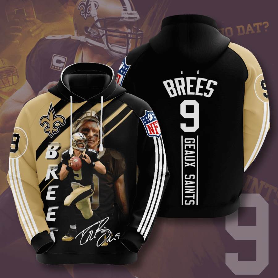 Sports American Football Nfl New Orleans Saints Drew Brees Usa Hoodie 3D