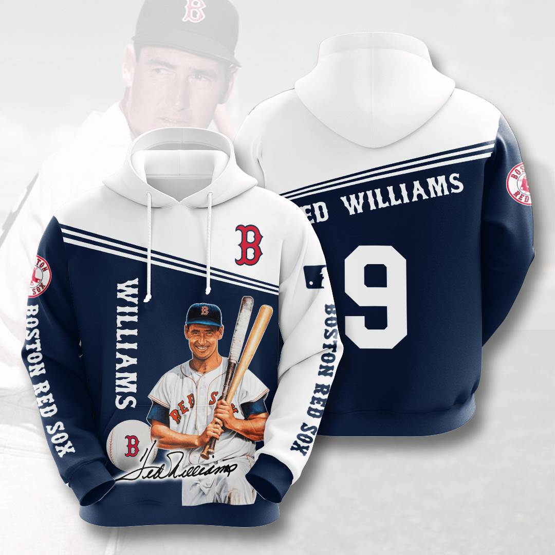 Sports Baseball Mlb Boston Red Sox Ted Williams Usa Hoodie 3D 1 Sports Baseball Mlb Boston Red Sox Ted Williams Usa Hoodie 3D