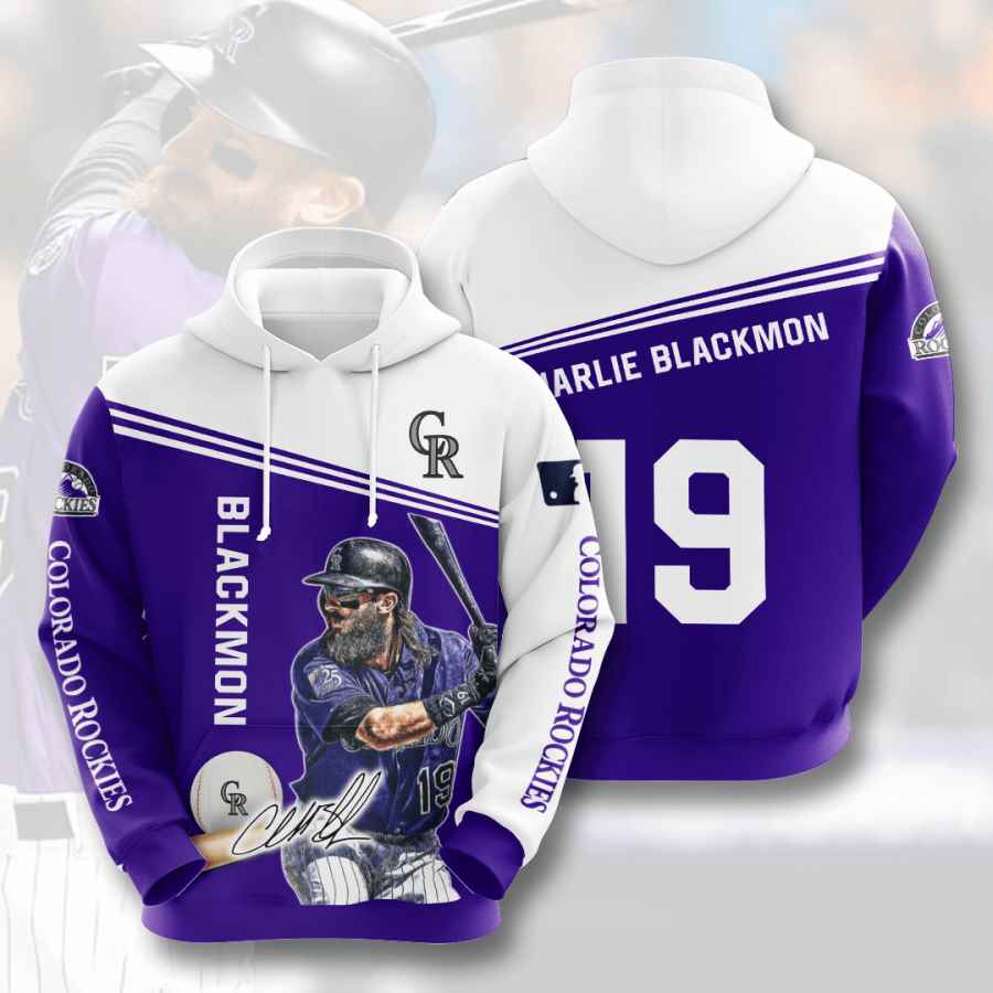 Sports Baseball Mlb Colorado Rockies Charlie Blackmon Usa Hoodie 3D