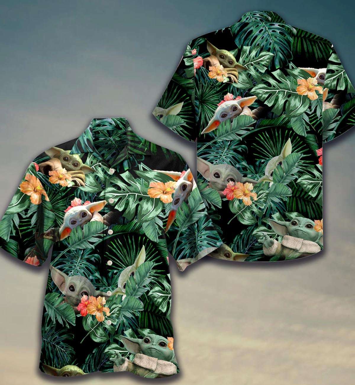 Star Wars Baby Yoda Floral Pattern Hawaiian Shirts