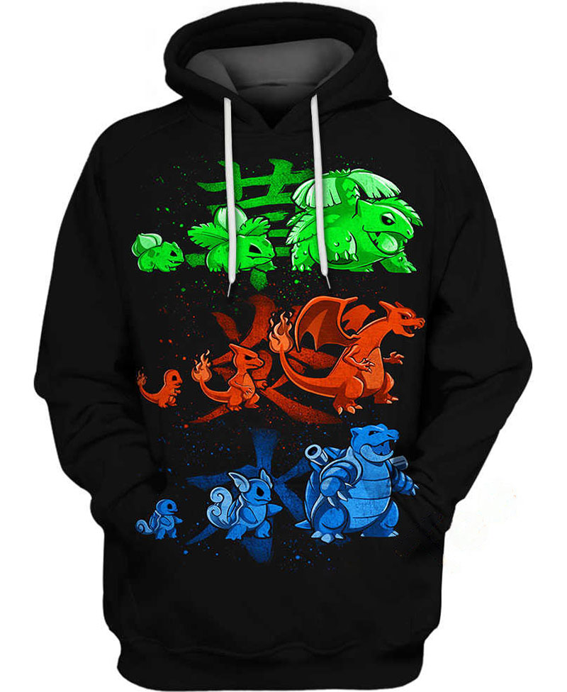 Starter Evolutions Of Pokemon Hoodie 3D