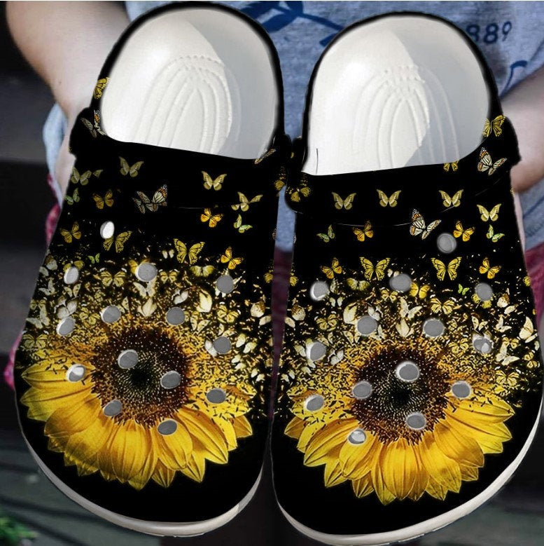 Storm Butterfly With Sunflower Crocs Clog Shoes