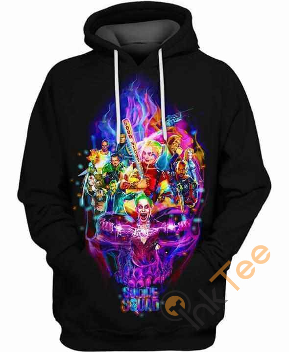 Suicide Squad Skull Joker Harley Quinn Hoodie 3d