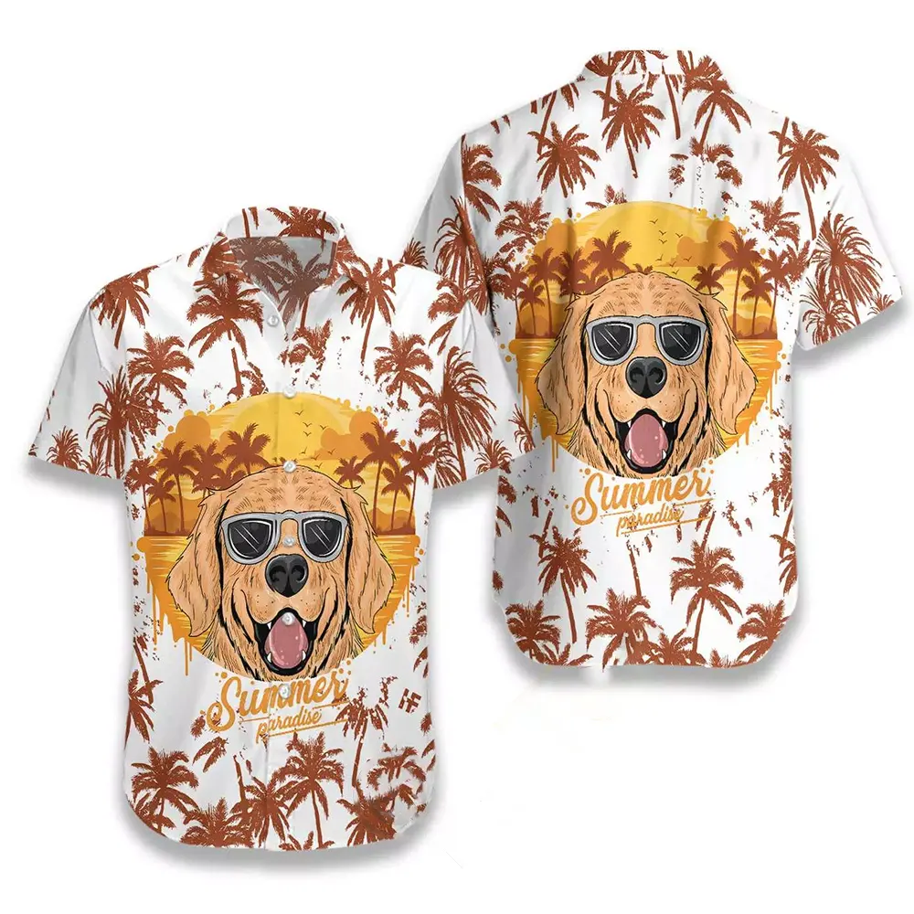 Summer Paradise Golden Retriever Hawaiian shirts