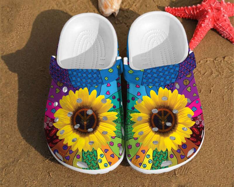 Sunflower Hippie Pattern Girl Classic Style Birthday Crocs Clog Shoes 2 Sunflower Hippie Pattern Girl Classic Style Birthday Crocs Clog Shoes