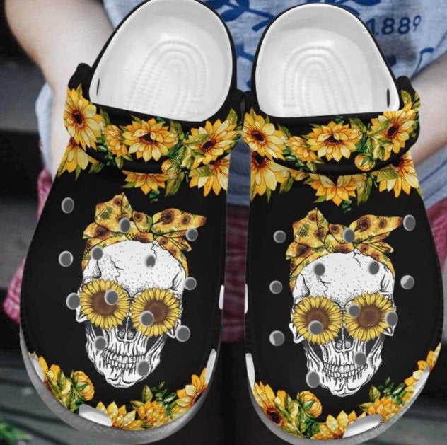 Sunflower Skull Crocs Clog Shoes 3 Sunflower Skull Crocs Clog Shoes