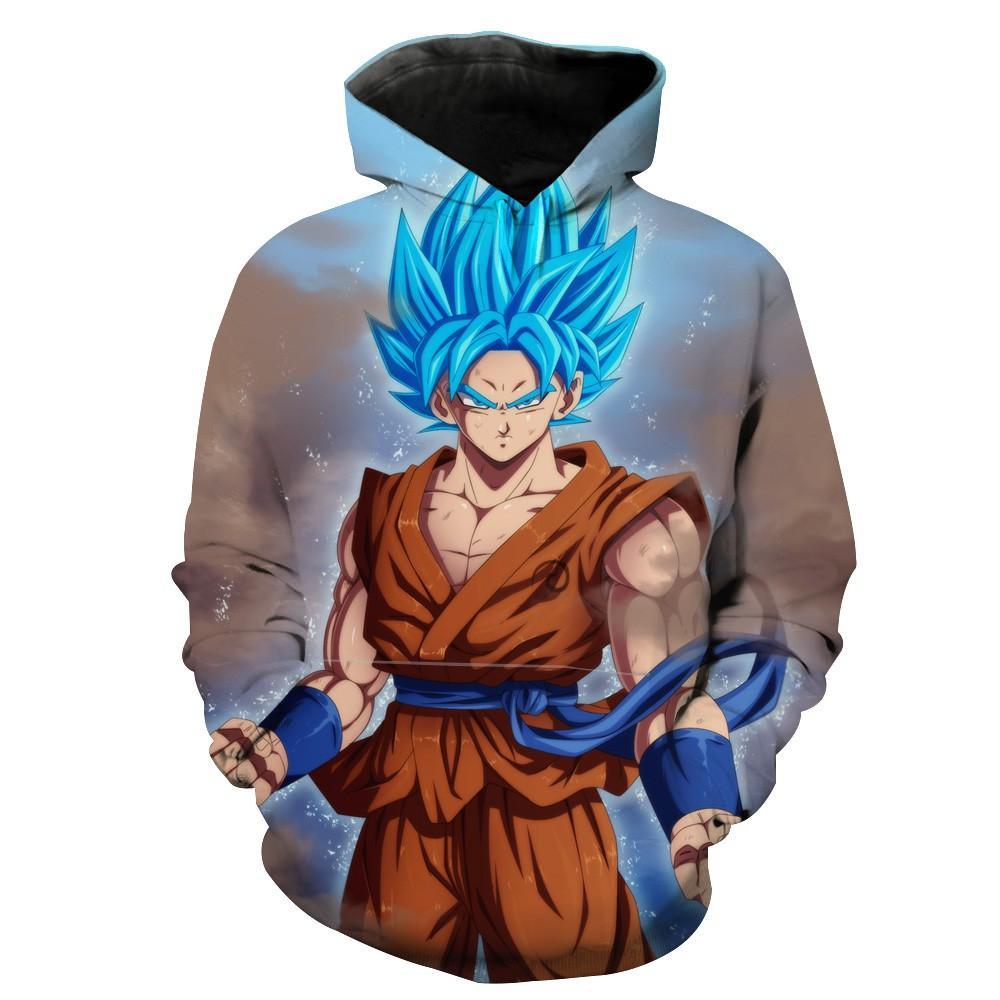 Super Saiyan Goku Blue Dragon Ball Super Anime Hoodie 3D
