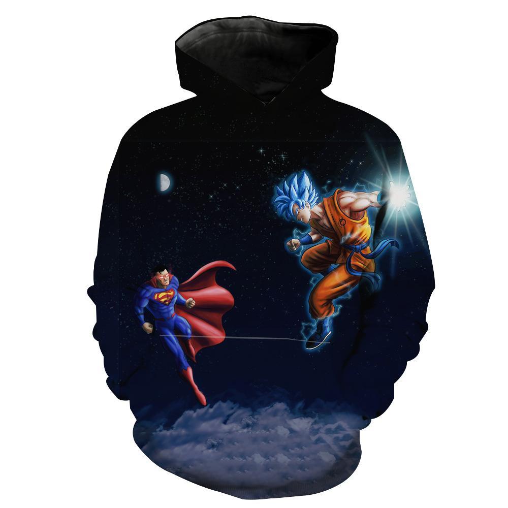 Superman Vs Goku Dragon Ball X Superman Cross Hoodie 3D