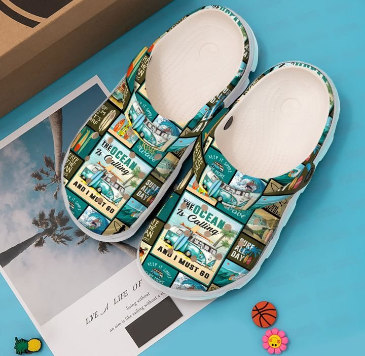 Surfing Pattern Crocs Clog Shoes
