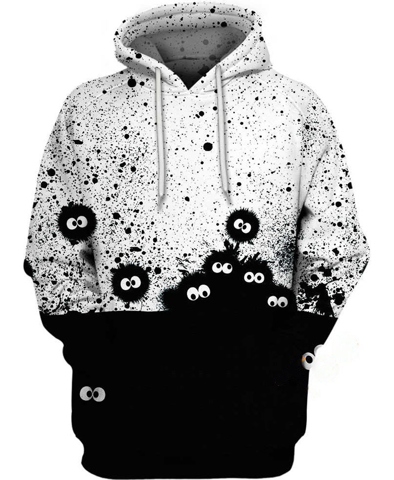 Susuwatari Black White Hoodie 3D 6 Susuwatari Black White Hoodie 3D