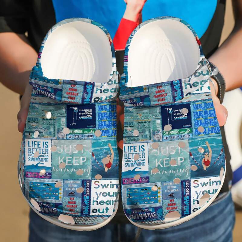 Swimming Aquaholic Crocs Clog Shoes 8 Swimming Aquaholic Crocs Clog Shoes
