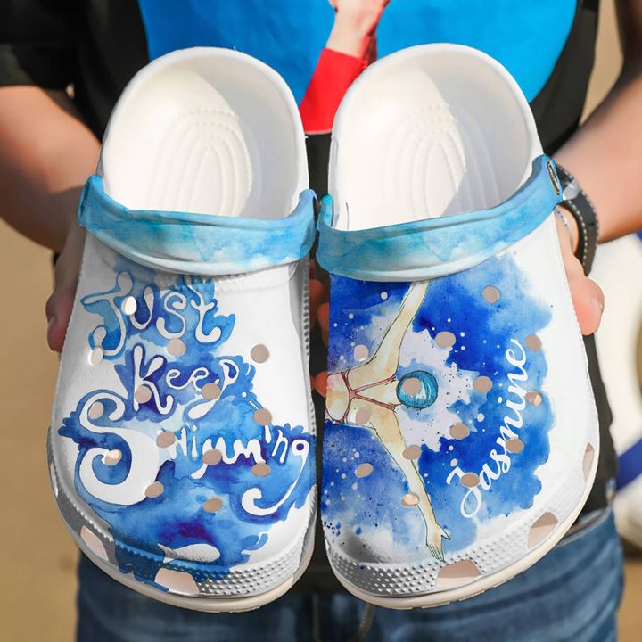 Swimming Personalized Just Keep Crocs Clog Shoes
