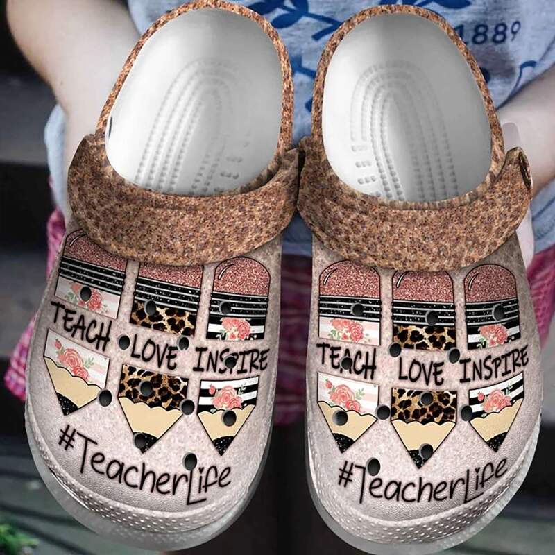 Teacher Life Teach Love Inspire Gifts For Crayon Pencil Unisex Crocs Clog Shoes 15 Teacher Life Teach Love Inspire Gifts For Crayon Pencil Unisex Crocs Clog Shoes