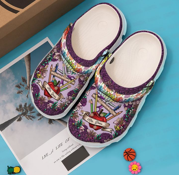 Teacher Personalized Life Floral Crocs Clog Shoes