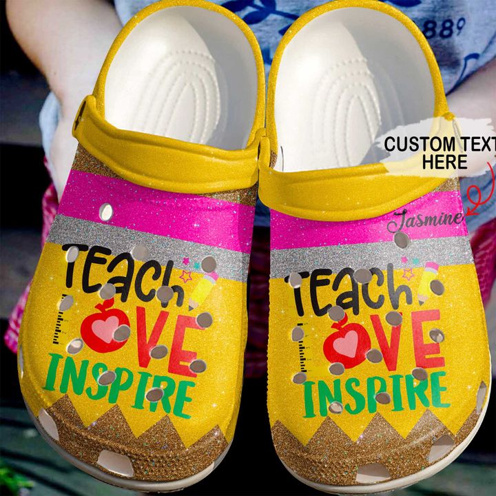 Teacher Personalized Peace Love Teach Crocs Clog Shoes 4 Teacher Personalized Peace Love Teach Crocs Clog Shoes
