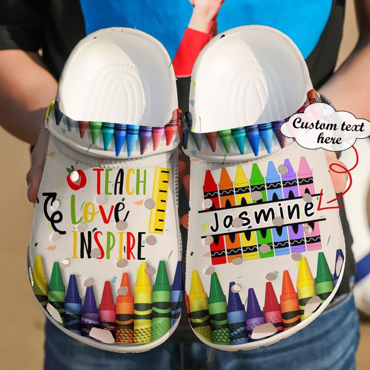 Teacher Personalized Teach Love Inspire Crocs Clog Shoes
