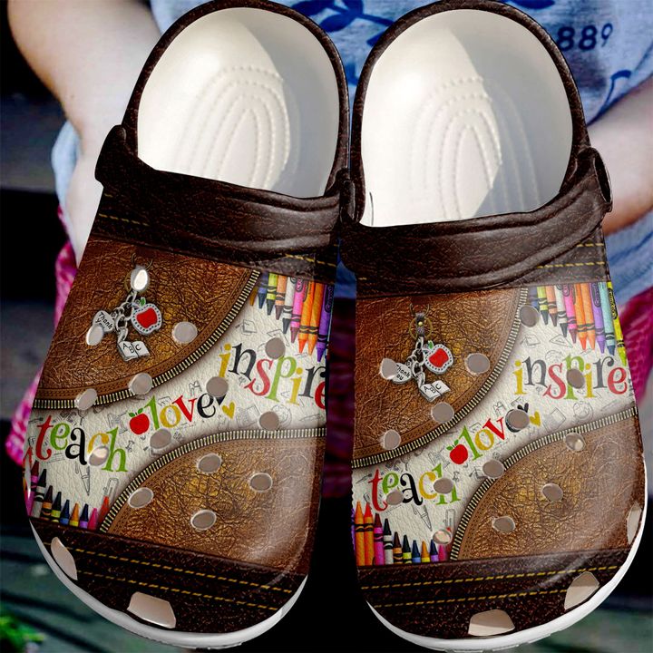 Teacher Teach Love Inspire Crocs Clog Shoes