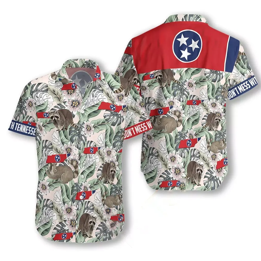 Tennessee Raccoon And Passion Flowers Hawaiian shirts