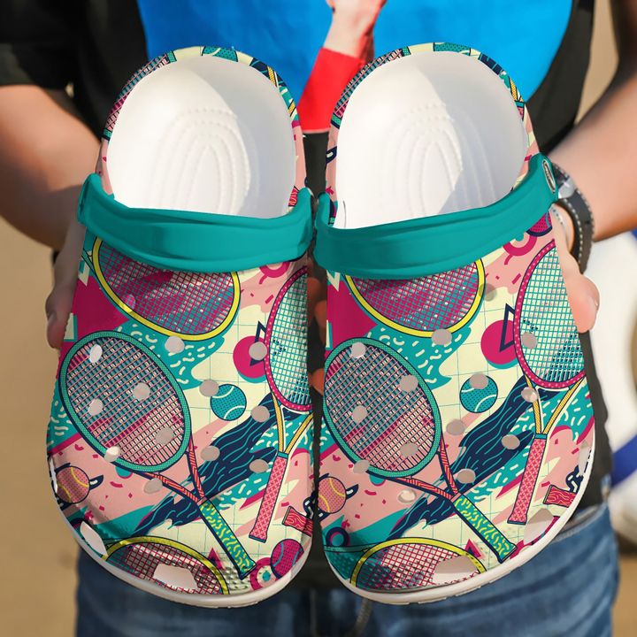 Tennis Colorful Rackets Crocs Clog Shoes 14 Tennis Colorful Rackets Crocs Clog Shoes