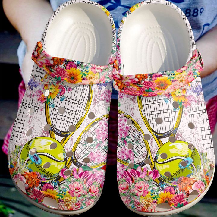 Tennis Floral Crocs Clog Shoes