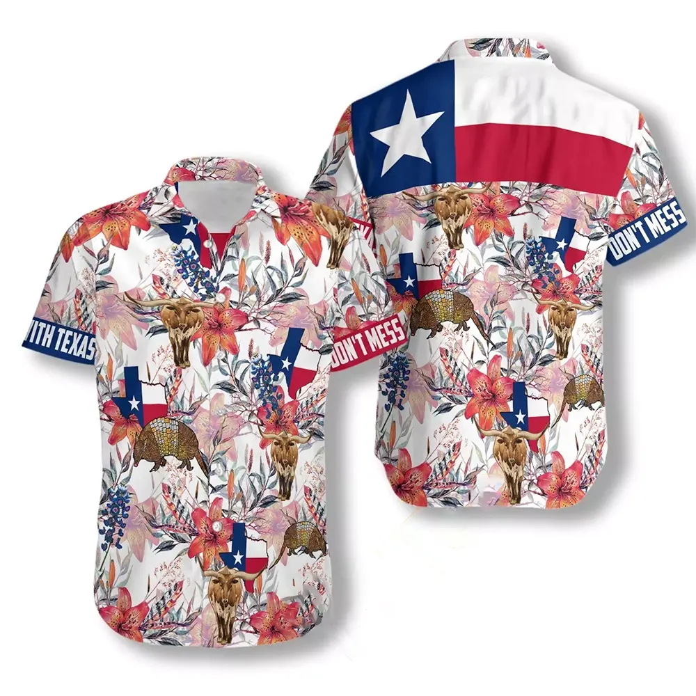 Texas Longhorn Bluebonnet And Armadillo Hawaiian shirts