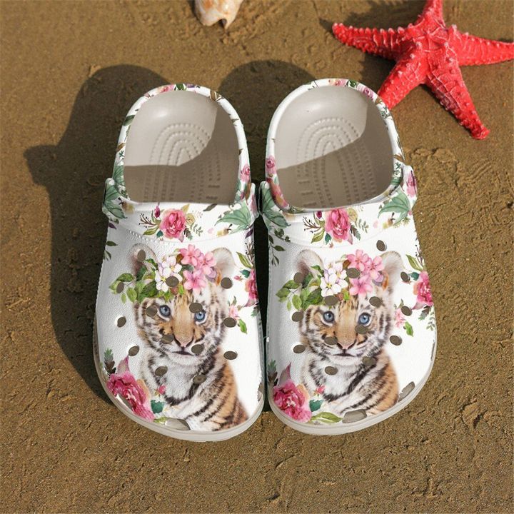 Tiger Floral Crocs Clog Shoes