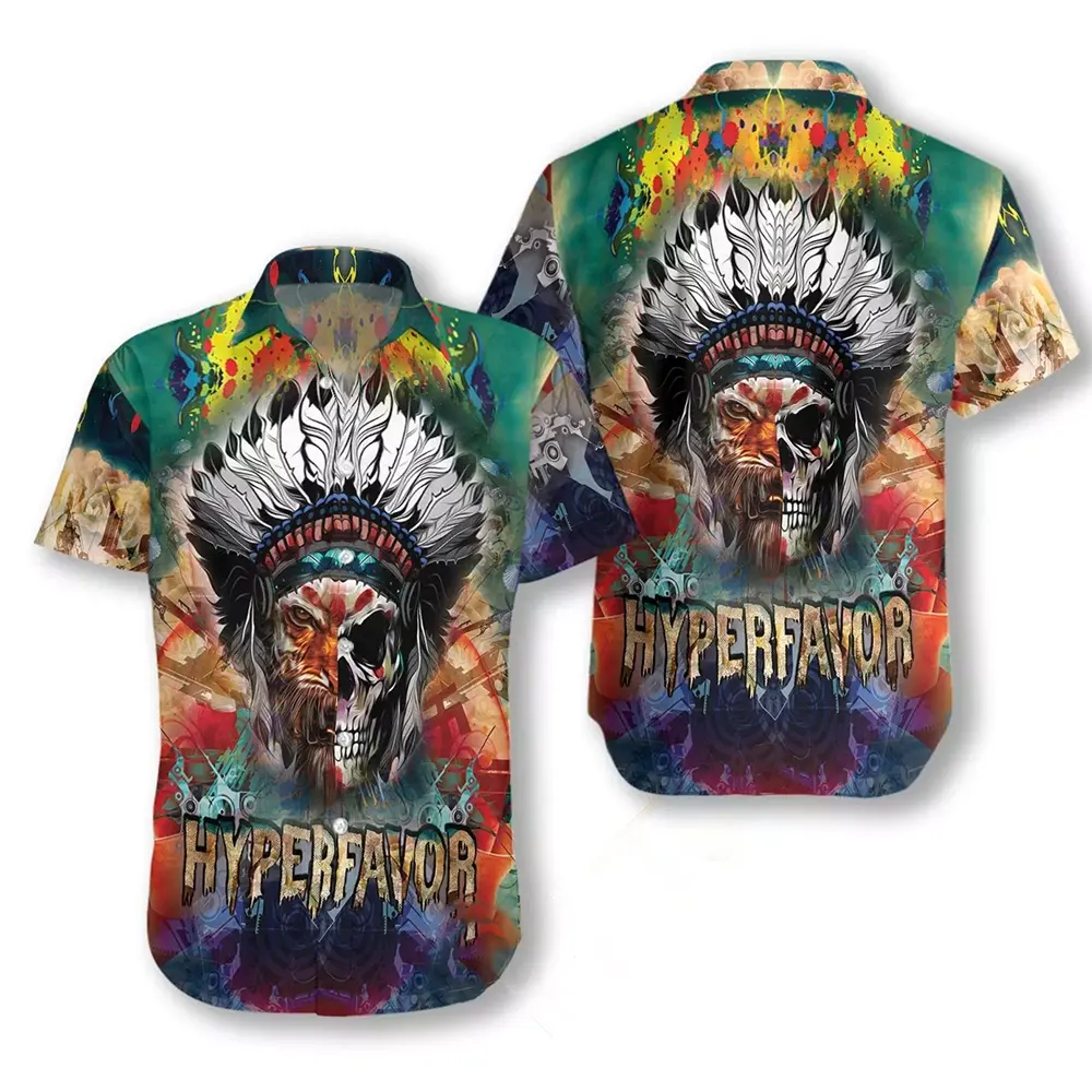 Tiger Indian Skull Hawaiian shirts
