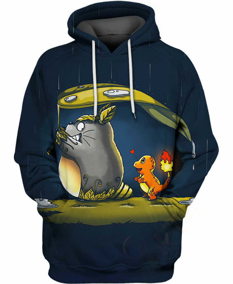 Totoro And Charmander Hoodie 3D