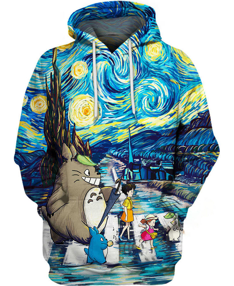 Totoro Starry Night Hoodie 3D