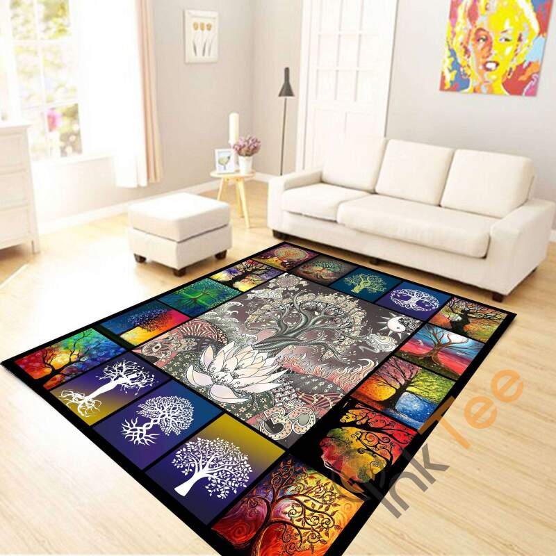 Tree Of Life Grey Doormat Welcome Mat Living Room Bedroom Rug