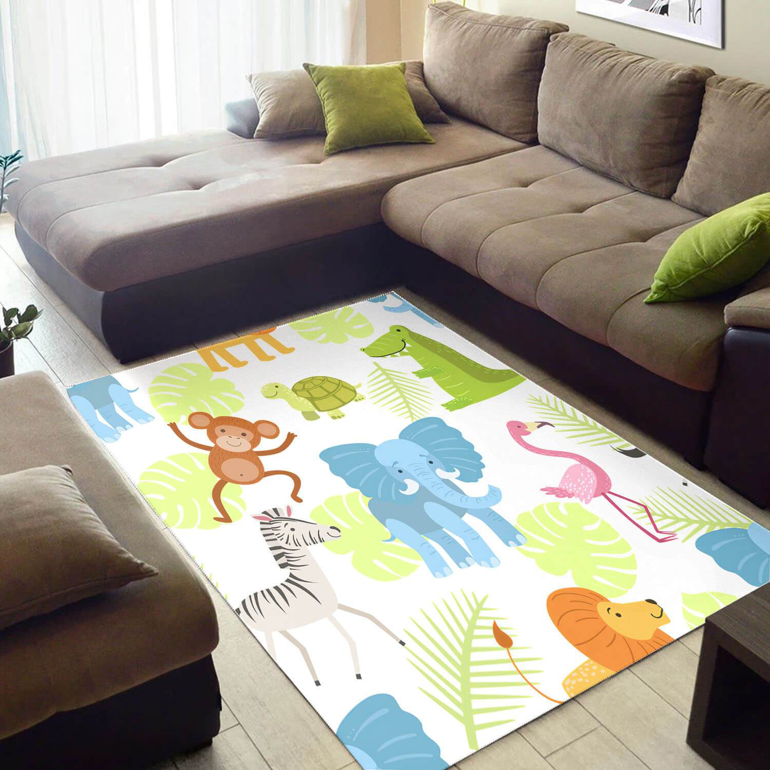 Delightful African Adorable Animals Themed House Rug