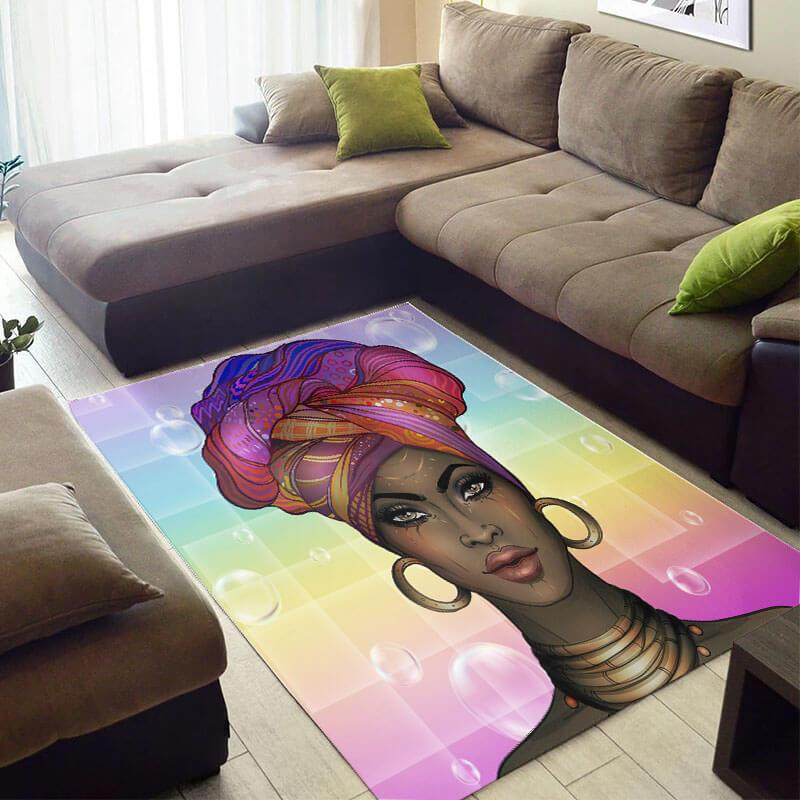 Trendy African American Fancy Black Queen Design Floor Carpet Inspired Home Rug 4 Trendy African American Fancy Black Queen Design Floor Carpet Inspired Home Rug