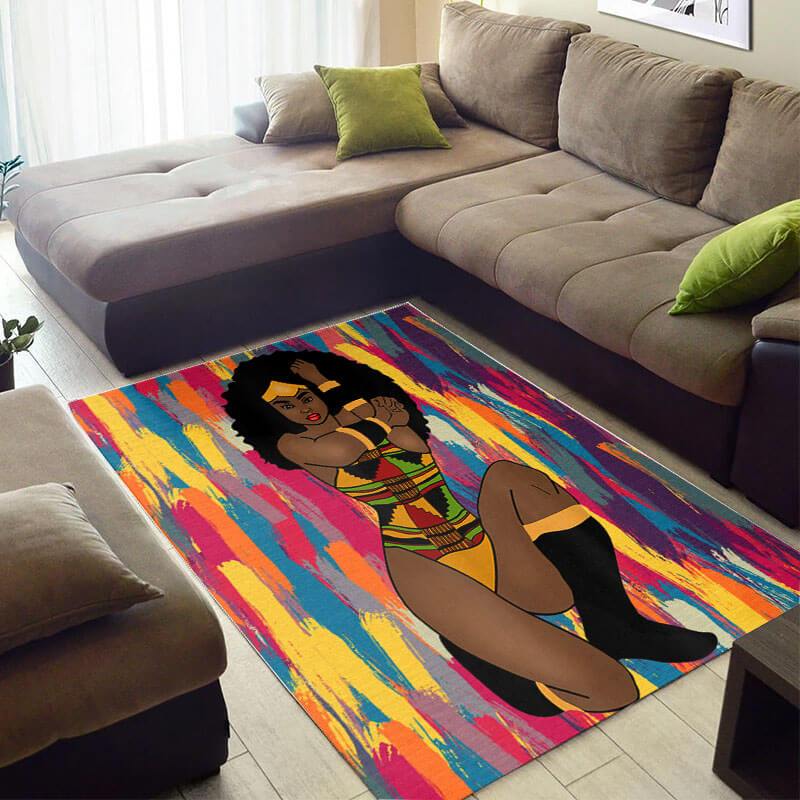 Trendy African American Fancy Style Afro Lady Design Floor Carpet Living Room Rug 3 Trendy African American Fancy Style Afro Lady Design Floor Carpet Living Room Rug