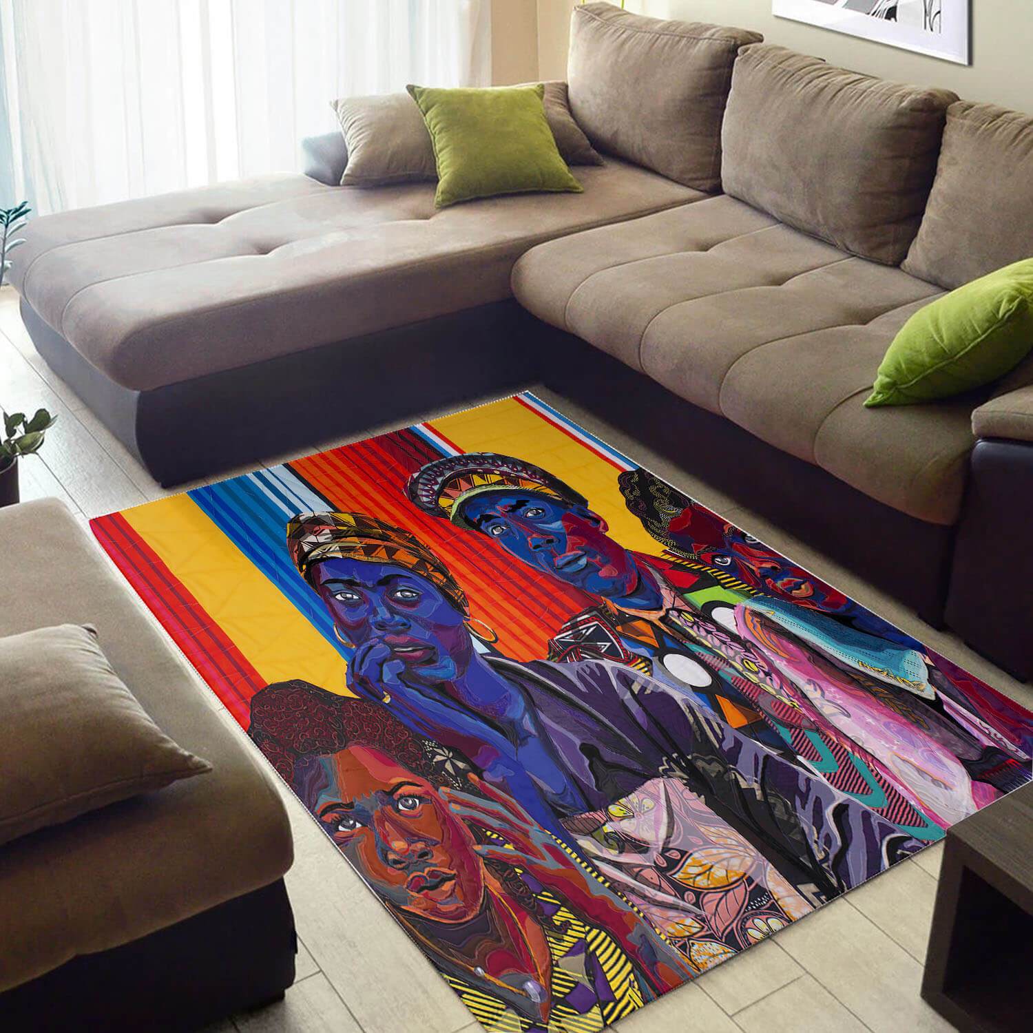 Trendy African American Pretty Afro Lady Style Floor Rug 3 Trendy African American Pretty Afro Lady Style Floor Rug