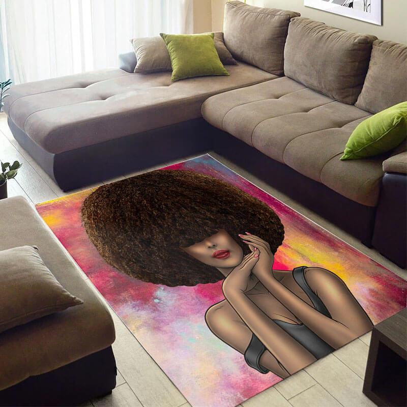 Trendy African Beautiful American Black Art Woman Themed Carpet Home Rug 3 Trendy African Beautiful American Black Art Woman Themed Carpet Home Rug